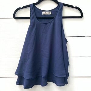 HOLLISTER | navy flowy crop tank top xs